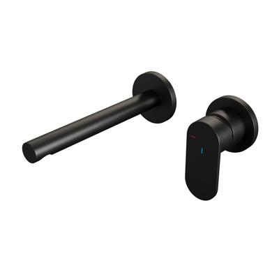 Inbouw Wastafelmengkraan Brauer Black Edition Coldstart Rechte Uitloop Platte Hendel Rechts Mat Zwart Met Rozetten