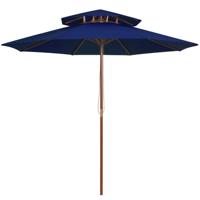 Parasol dubbeldekker met houten paal 270 cm blauw - thumbnail