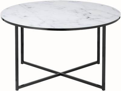 Artistiq Salontafel 'Roel', 80cm, Marmerlook, kleur Wit/Zwart