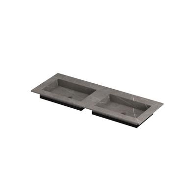 INK Post Wastafel Keramische Slab Envelop Bak Dubbel Zonder Kraangaten - 1200x450x10 mm - Armani Grey Mat