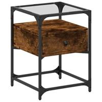 Nachtkastjes 2 st 40x40x55 cm bewerkt hout gerookt eikenkleurig - thumbnail
