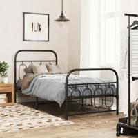 Bedframe met hoofd- en voeteneinde metaal zwart 80x200 cm - thumbnail