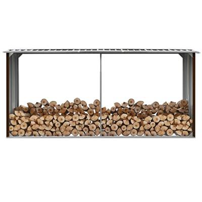 VidaXL Haardhoutschuur 330x92x153 cm gegalvaniseerd staal bruin