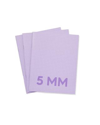 HEMA Schriften lila A5 geruit 5mm - 3 stuks