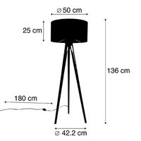 QAZQA Moderne vloerlamp hout stoffen kap pauw 50 cm - Tripod Classic - thumbnail