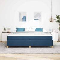 Boxspring bed Blauw en Donkerblauw en Wit 200 x 200 cm Stof - thumbnail