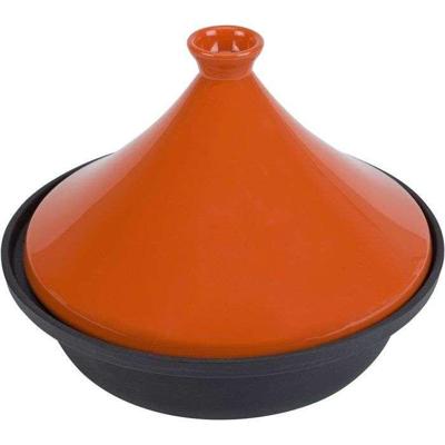 Gietijzeren tajine - Gezellig & Trendy - Geschikt voor alle kookplaten, inclusief inductie - Ø 30 cm - Oranje / Zwart Gietijzeren tajine - Gezellig & Trendy - Geschikt voor alle kookplaten, inclusief inductie - Ø 30 cm - Oranje / Zwart