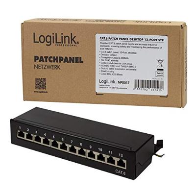 LogiLink Professional Cat.6 (250 MHz) patchpaneel - verdelerveld, tafel/wand/desktop, STP (afgeschermd) 12-poorts (RJ45)