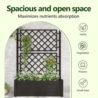 Plantenbak met latwerk 100x43x142 cm PP antraciet Plantenbak met latwerk 100x43x142 cm PP antraciet