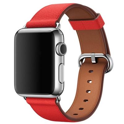 Klassieke knop lederen polsband horlogeband voor Apple Watch serie 3 & 2 & 1 38mm (rood) Klassieke knop lederen polsband horlogeband voor Apple Watch serie 3 & 2 & 1 38mm (rood)