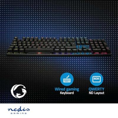 Bedraad Gaming Toetsenbord | USB Type-A | Mechanische Toetsen | LED | QWERTY | Scandinavisch | USB Gevoed | Lengte stroomkabel: 1.50 m | Gaming
