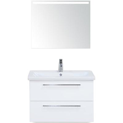 Como Badmeubelset 80 cm - Wit Hoogglans - Keramische Wastafel Wit met Sence Spiegel