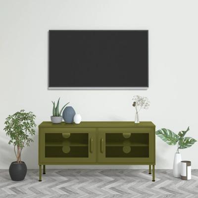 Tv-meubel 105x35x50 cm staal olijfgroen