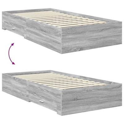 Bedframe met hoofdeinde Grijs Sonoma 100 x 200 cm Bewerkt hout