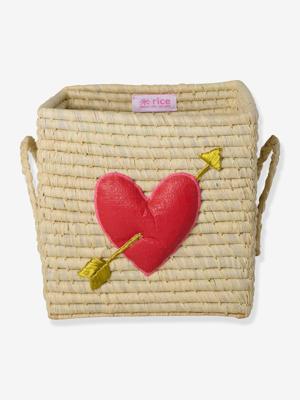 Raffia mandje met citroenborduurwerk en rice vierkante handgrepen beige Raffia mandje met citroenborduurwerk en rice vierkante handgrepen beige