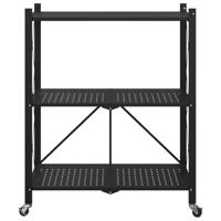 Opbergrek op wielen 71x34x88 cm staal zwart - thumbnail