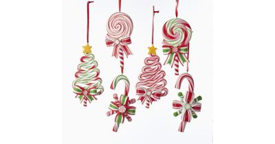 Claydough candy cane, tree & lollipop orns assorted kerstbal Kurt S. Adler - Kurt s adler