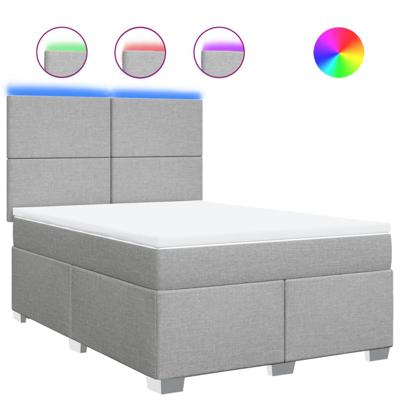 Boxspring met matras stof lichtgrijs 140x190 cm - thumbnail