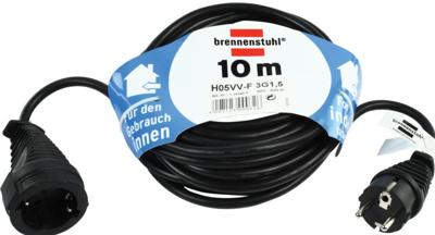 Brennenstuhl 1165460 Stroom Verlengkabel Zwart 10.00 m H05VV-F 3G 1,5 mm² Brennenstuhl 1165460 Stroom Verlengkabel Zwart 10.00 m H05VV-F 3G 1,5 mm²