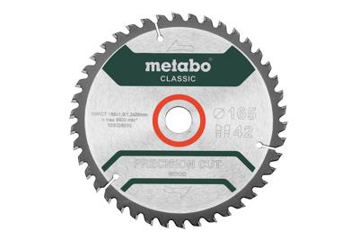 Metabo Precision cut Wood - Classic 165X20 Z42 WZ 5° 628026000 Hardmetaal-cirkelzaagblad 165 x 20 x 1.2 mm Aantal tanden: 42 1 stuk(s)