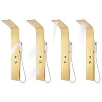 VidaXL Douchepaneel gebogen roestvrij staal 201 goudkleurig - thumbnail