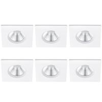 LED Inbouwspot 6-Pack - 5W - IP65 Waterdicht - Dimbaar - 3000K Warm Wit - Mat Wit - Vierkant Aluminium - thumbnail