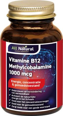 All Natural Vitamine B12 Methylcobalamine 1000mcg Kauwtabletten All Natural Vitamine B12 Methylcobalamine 1000mcg Kauwtabletten
