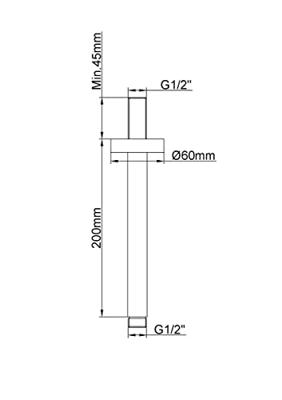 Wiesbaden Douche-Arm Luxe Rond Plafondbevestiging 20 cm Gunmetal