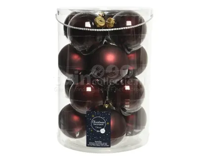 Kerstballen Glas Ø8cm Mahonie Bruin 16st
