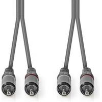 Nedis Stereo-Audiokabel | 2x RCA Male | 2x RCA Male | 3 m | 1 stuks - COTH24200GY30 COTH24200GY30 - thumbnail