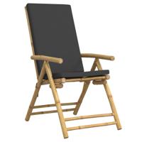 Tuinstoelen 4 st inklapbaar met kussens bamboe donkergrijs - thumbnail
