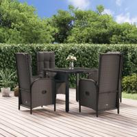 5-delige Tuinset met kussens poly rattan zwart - thumbnail