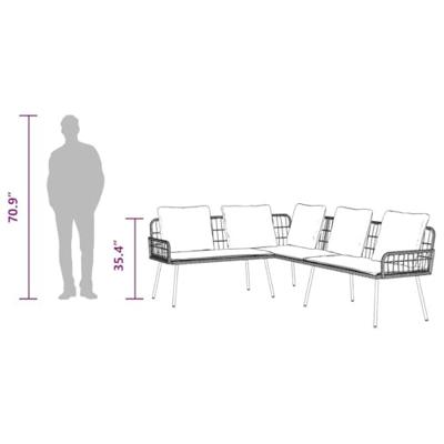 Tuinbankenset met kussen 2 pcs Zwart poly rattan