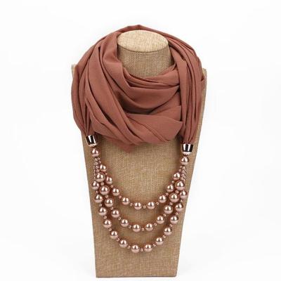 2 stks nationale stijl sjaal met imitatie parel ketting (Champagne)