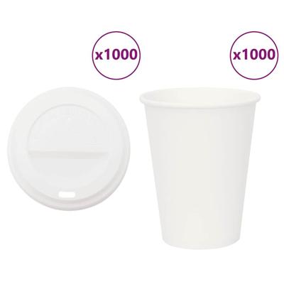 VidaXL Papieren koffiekopjes met deksel 1000 st 12oz 300 ml
