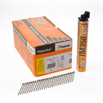 Paslode 34° Plastic Gebonden Stripnagels IM90 | RVS A2 | Ring | 2.8x55mm | +1x Gas VE=1250 - 142080 Paslode 34° Plastic Gebonden Stripnagels IM90 | RVS A2 | Ring | 2.8x55mm | +1x Gas VE=1250 - 142080