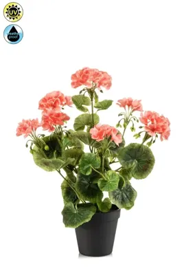 Kunstplant Geranium in pot UV bestendig Roze - 38cm