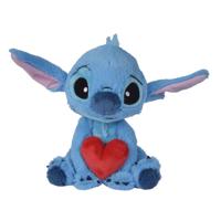 Disney Stitch knuffel met hart - 25 cm - thumbnail