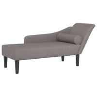 Chaise longue met kussens stof taupe - thumbnail
