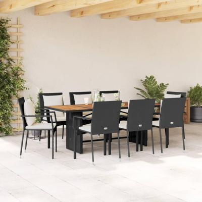 9-delige Tuinset poly rattan zwart