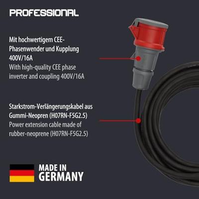 Brennenstuhl CEE-verlengkabel IP44 met faseomvormer 25m zwart H07RN-F 5G2,5 CEE 400V/16A - 1169370250 - thumbnail