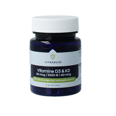 Vitamine D3 & K2 in MCT-olie voor verhoogde opname 90 Softgels