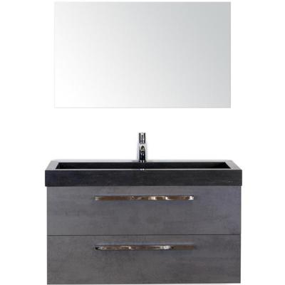 Seville Badmeubelset 100 cm - Beton Antraciet - Wastafel Hardsteen Wit Lucca met Spiegel