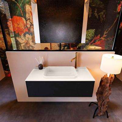 Badkamermeubelset Mondiaz Erin 100 cm met 1 Lade met RIDGE Wastafel Midden Linen met 1 kraangat Greeploos Mat Urban Badkamermeubelset Mondiaz Erin 100 cm met 1 Lade met RIDGE Wastafel Midden Linen met 1 kraangat Greeploos Mat Urban