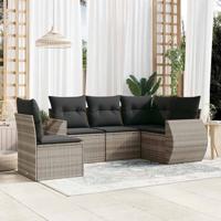 5-delige Loungeset met kussens poly rattan lichtgrijs - thumbnail