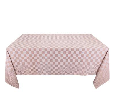 Toalha de Mesa Xadrez Bege e Branco 140x140cm 100% Algodão - Treb WS