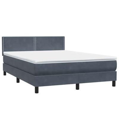Boxspring met matras fluweel donkergrijs 140x220 cm