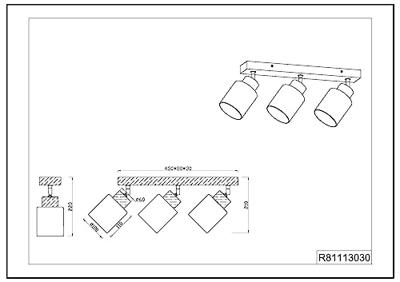 Trio Landelijke plafondspotAssam 3-lichts - R81113030