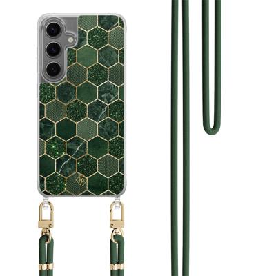 Samsung Galaxy S24 Plus hoesje met groen koord - Kubus groen