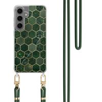 Samsung Galaxy S24 Plus hoesje met groen koord - Kubus groen - thumbnail